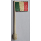 LEGO Weiß Flagge auf Ridged Flagpole mit Italian Flagge Aufkleber (3596)