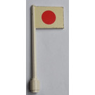 LEGO White Flag on Ridged Flagpole with Japanese Flag Sticker (3596)