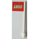 LEGO Wit Vlag Aan Ridged Flagpole met 'LEGO' Aan Rood Background (3596)