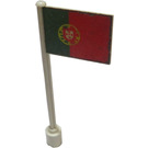 LEGO Weiß Flagge auf Ridged Flagpole mit Portugal Flagge Aufkleber (3596)