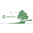 LEGO White Flat Panel 5 x 11 with Recycling Arrows, 'RECYCLE', Birds and Trees (Model Left) Sticker (64782)