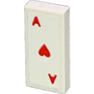 LEGO White Tile 1 x 2 with Ace of Hearts Sticker with Groove