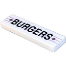 LEGO White Tile 1 x 4 with BURGERS Sticker