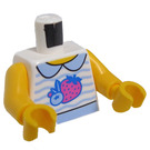 LEGO White Girl with Striped Sweater Minifig Torso (973 / 76382)