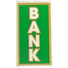 LEGO Wit Glas for Venster 1 x 4 x 6 met "BANK" met Green en Gold Sticker (6202)
