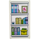 LEGO White Glass for Window 1 x 4 x 6 with Bookshelf with Picture and Folders Sticker (6202)