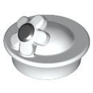 LEGO Weiß Hut mit Blume mit Schwarz Center mit Klein Stift (51016 / 60389)