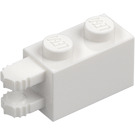 LEGO Bílá Závěs Kostka 1 x 2 Zamykání s Dual Finger na Koncovka Horizontální (30540 / 54672)