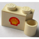 LEGO Weiß Scharnier Backstein 1 x 4 Base mit Shell Aufkleber (3831)