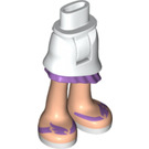 LEGO White Hips and Skirt with Ruffle with Purple and White Sandals
