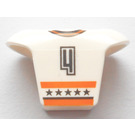 LEGO Weiß Hockey Player Jersey mit NHL Logo und 4 (47577)
