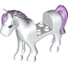 LEGO Weiß Pferd mit Purple Mane und Butterfly Dekoration mit blauen Augen (93085)