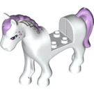 LEGO blanc Cheval avec Purple Mane et Purple Décoration aux yeux lavande (93085)