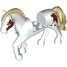 LEGO Weiß Pferd mit Tan Haar und Brown Patches (103387)