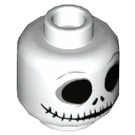 LEGO White Jack Skellington Minifigure Head (Recessed Solid Stud) (3626 / 42576)