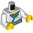 LEGO Wit Lee (Zwart Bun Haar) Minifig Torso (973 / 76382)