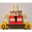 LEGO White Lego Brand Store Male, Rugby Shirt With Black Number '1' Torso (973)