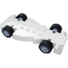 LEGO White McDonald's Racers Chassis with Slicks and Medium Stone Grey Wheels (85775)