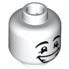 LEGO Weiß Mime Kopf Smiling (Sicherheitsbolzen) (3626 / 91291)