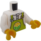 LEGO Wit Minifiguur Torso Shirt met Limoen Bib Overalls met City Farm logo (973 / 76382)