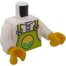LEGO Wit Minifig Torso Shirt met Lime Bib Overalls met City Farm logo (973 / 76382)