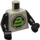 LEGO Hvit Minifigur Overkropp med Blacktron II design, Svart Armer og Svart Hender (973)