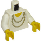 LEGO White Minifig Torso with Golden Necklace with White Arms and Yellow Hands (973)