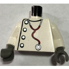 LEGO White Minifig Torso with Lab Coat, Gray Buttons, and Stethoscope Pattern (973)