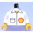 LEGO White Minifig Torso with Shell Logo Jacket with White Arms and Yellow Hands (973 / 73403)