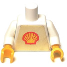 LEGO Hvit Minifigur Overkropp med Shell logo Klistremerke (973)