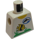 LEGO Blanco Minifigura Torso sin brazos con Negro Delfín en Azul Oval logo y Amarillo y Negro Pez Patrón (973)