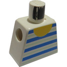 LEGO Weiß Minifig Torso ohne Arme mit Horizontal Dick Blau Streifen und Dünn Light Aqua Streifen (973)