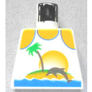 LEGO hvid Minifig Torso uden arme med Paradisa Tank Top med Delfin, Palmtree og Sun Mønster (973)