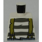 LEGO White Minifig Torso without Arms with Prison Stripes and Suspenders (973)