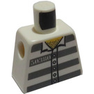 LEGO Weiß Minifig Torso ohne Arme mit Prison Streifen, Five Buttons und Number 50380 (973)