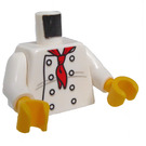 LEGO hvid Minifigur Chef Torso (Dobbeltsidet med skjorterynker) (973 / 76382)