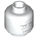 LEGO White Minifigure Head with Angry / Calm Expression (Recessed Solid Stud) (3626 / 99898)