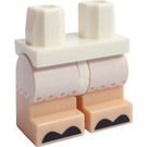 LEGO White Minifigure Medium Legs with Black toes (37364)