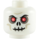 LEGO White Minifigure Skull Head with Red Eyes and Grey Shadows in Eye Sockets (Safety Stud) (3626 / 59628)