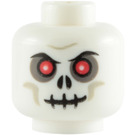 LEGO Wit Minifigure Skull Hoofd met Rode ogen en Grey Shadows in Eye Sockets (Veiligheids Stud) (3626 / 59628)