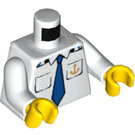 LEGO White Minifigure Torso Captain's Shirt with Anchor Logo and Blue Necktie (76382 / 88585)