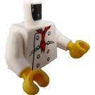 LEGO hvid Minifigur Torso Chef's Skjorte med Rød Halstørklæde med skjorte rynker (73403 / 76382)