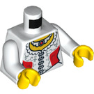 LEGO Wit Minifigure Torso Noble Lady Dress met Lace, Rood Panels, Necklace met Rood Stone (973 / 76382)