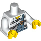 LEGO Hvit Minifigur Overkropp Fange Grey og Hvit Striper med Bib Kjeledress Buttoned på En Side (76382 / 88585)