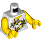 LEGO Vit Minifigur Kropp Tank Topp med Gul Blommor (73403 / 76382)