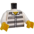 LEGO Weiß Minifigure Torso mit Prison Streifen und 50380 mit 5 Knöpfen (973 / 76382)