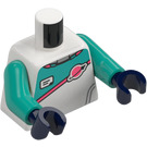 LEGO White Moon Mission Female with Dark Brown Hair Minifig Torso (3814 / 76382)