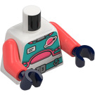 LEGO White Moon Mission Male Astronaut with Dark Turquoise Helmet and Dark Blue Backpack Minifig Torso (3814 / 76382)