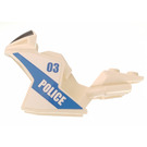 LEGO Weiß Motorrad Fairing mit Polizei badge mit 03 Polizei  Aufkleber (18895)