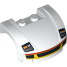 LEGO White Mudgard Bonnet 3 x 4 x 1.3 Curved with Red and Yellow Trim (10380 / 98835)
